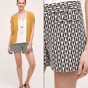 Anthropologie Cartonnier Geometric Black and White Women's Shorts - Size 2